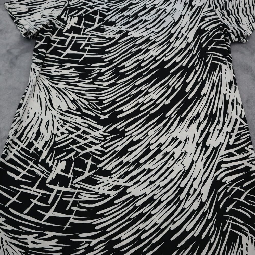 Blooming Rose Dress Womens XL Black White Casual Lightweight Short Sleeve Beaded - Picture 13 of 15